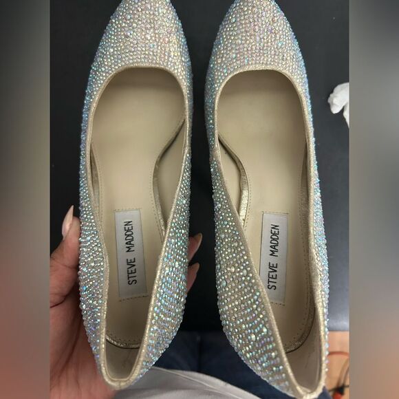 Steve Madden DEEVAA Champagne Glittery platform heels Size 9 - Picture 5 of 8
